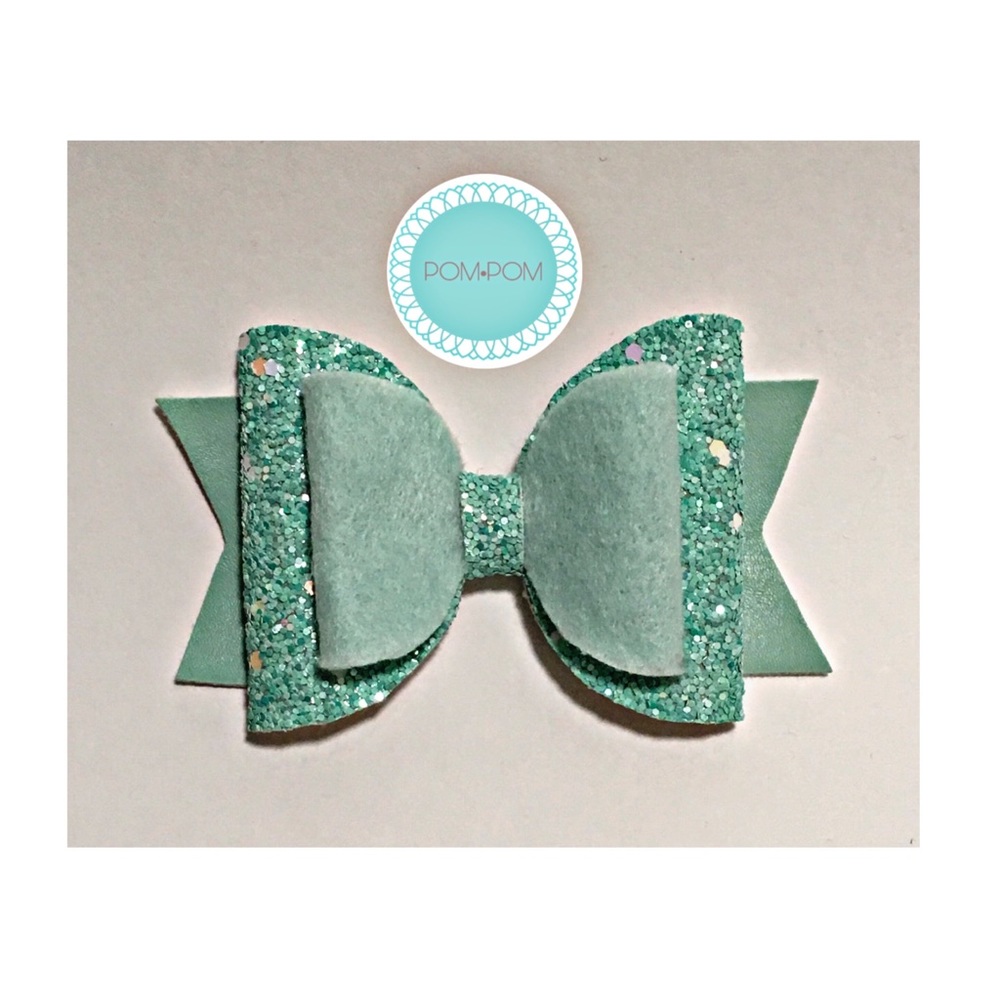 Aqua Glitter bow
